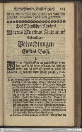 Des Römischen Käysers Marcus Aurelius Antonius Erbaulicher Betrachtungen. Eilfftes Buch