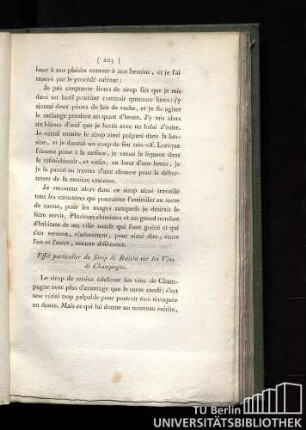 Effect particulier du sirop de raisin sur les vins de champagne