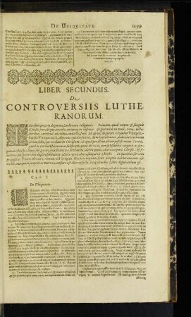 Liber Secundus. De Controversiis Lutheranorum.