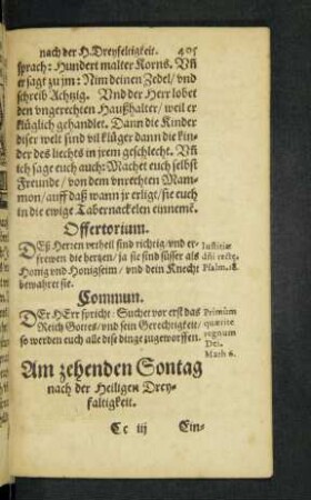 Am zehenden Sontag nach der Heiligen Dreyfaltigkeit.