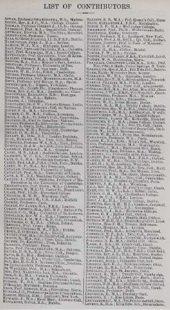 List of Contributors.