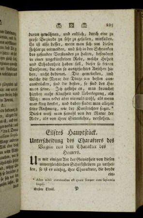 Eilftes Hauptstück. Unterscheidung des Charakters des Virgils von dem Charakter des Homers. - Zwölftes Hauptstück. Von der Einheit der Zeit beyder Gedichte.
