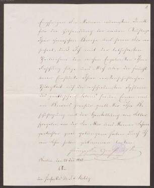 Justus von Liebig (1803-1873), Nachlass: Brief von Kaiserin Augusta an Justus von Liebig - BSB Liebigiana II.B. Augusta, deutsche Kaiserin