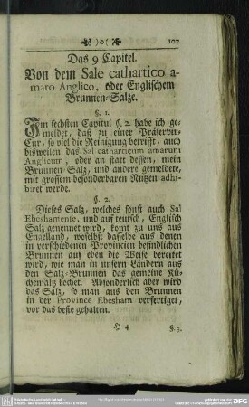 Das 9 Capitel. Von dem Sale cathartico amaro Anglico, oder Englischem Brunnen-Salze