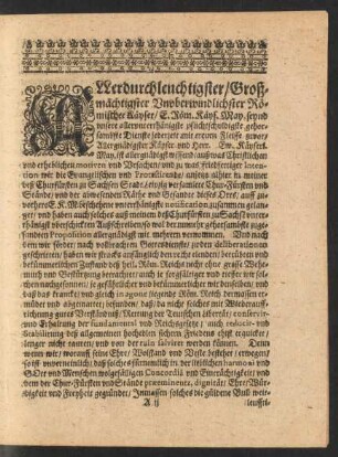 Allerdurchleuchtigster/ Großmächtigster Unuberwindlichster Römischer Käyser ...