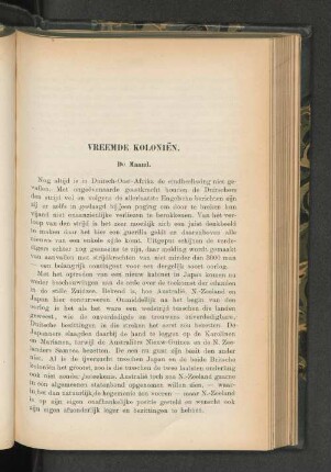 Vreemde Koloniën, door H. D.
