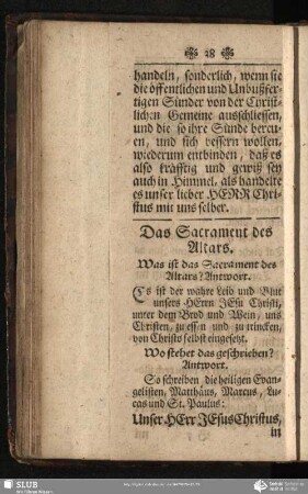 Das Sacrament des Altars / Sakrament teho Wołtarja