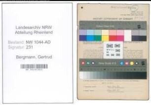 Entnazifizierung Gertrud Bergmann , geb. 15.06.1906 (Angestellte)
