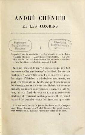 André Chénier et les Jacobins par Oscar de Vallée