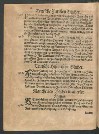 Mancherley Bücher in allerley Künsten.