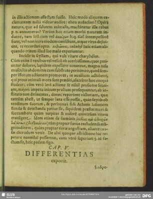 Cap. V. Differentias exponit