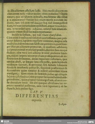 Cap. V. Differentias exponit