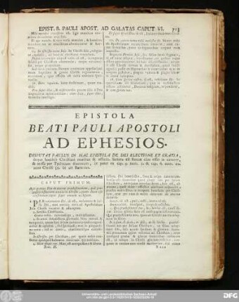 Epistola Beati Pauli Apostoli Ad Ephesios.