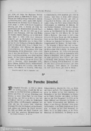 Die Parochie Dörnthal