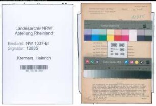 Entnazifizierung Heinrich Kremers , geb. 04.03.1890 (Schuhmacher)