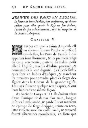 Arrivée Des Pairs En L'Eglise, [...] Chapitre V.