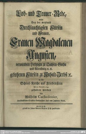 Lob- und Trauer-Rede