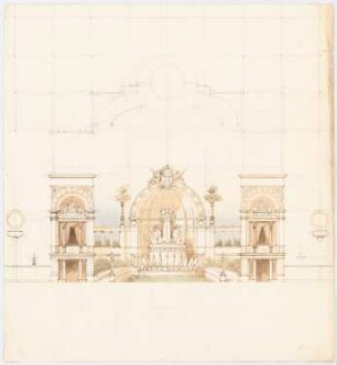 Glaspalast, München Umgestaltung: Pavillon vor dem Haupteingang in Grundriss und Aufriss