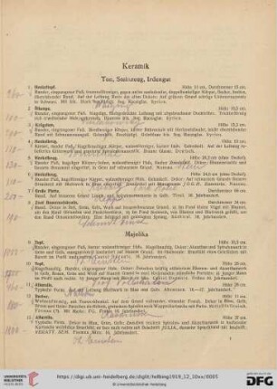 Keramik, Glas (Nr. 1-90)