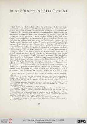 III. Geschnittene Reliefsteine