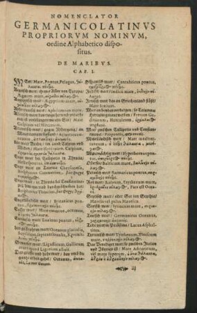 Nomenclator Germanico Latinus Propriorum Nominum, ordine Aplphabetico dispositus.