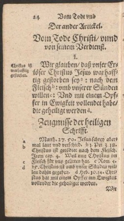 Der ander Artickel. Vom Tode Christi/ unnd von seinem Verdienst.