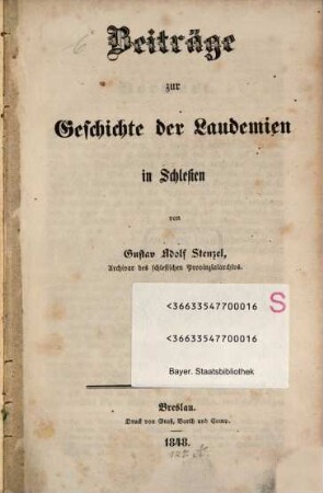 Beiträge zur Geschichte der Laudemien in Schlesien