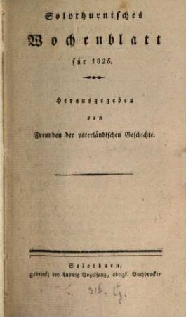 Solothurnisches Wochenblatt. 1825