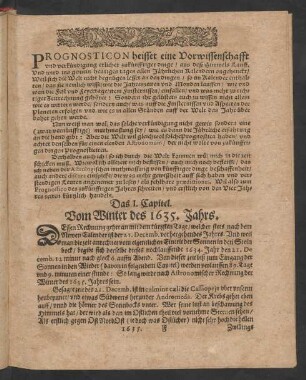 Das I. Capitel. Vom Winter des 1635. Jahrs.