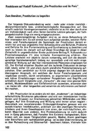 162-168, Zum Bemühen, Prostitution zu begreifen