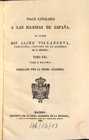Viage literario a las iglesias de España, 21. Viage á Mallorca