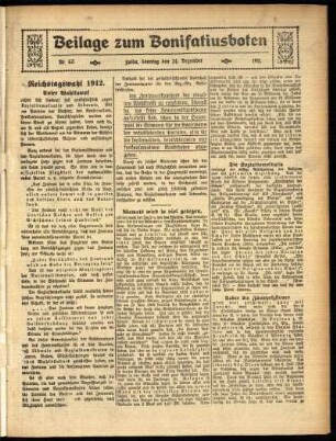 Zweite Ausgabe vom Sonntag, den 24. Dezember 1911.