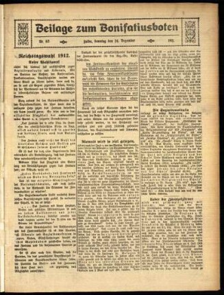 Zweite Ausgabe vom Sonntag, den 24. Dezember 1911.