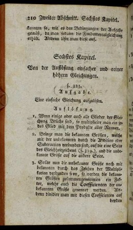 Sechstes Kapitel. Von der Auflösung einfacher und reiner höhern Gleichungen.