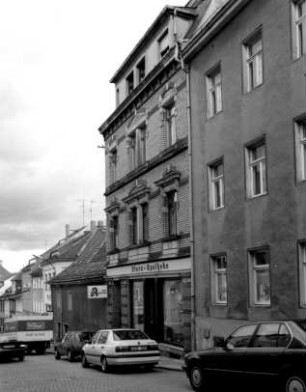 Kamenz, Bautzner Straße 36. Wohnhaus mit Apotheke (um 1900). Straßenansicht