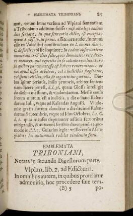 Emblemata Triboniani, Notata in secunda Digestorum parte.
