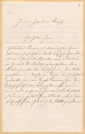 Joseph Joachim (1822-1882) und Helene Raff (1865-1942) Nachlass: Brief von Carl Bergmann an Joseph Joachim Raff - BSB Raffiana I. Bergmann, Carl