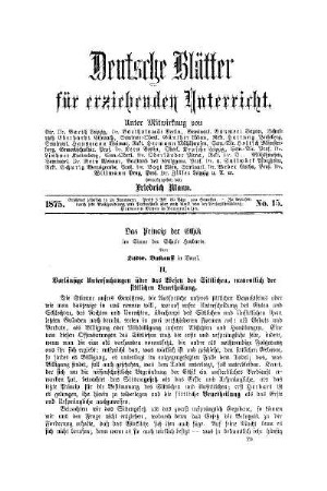Das Princip der Ethik : im Sinne der Schule Herbarts ; (Fortsetzung)