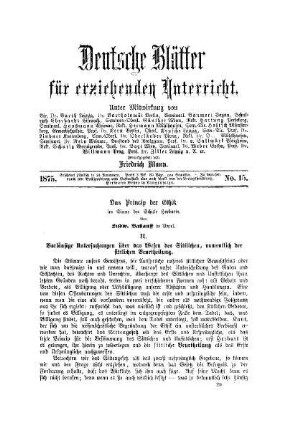 Das Princip der Ethik : im Sinne der Schule Herbarts ; (Fortsetzung)