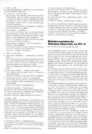 Mitgliederversammlung des Winterhuder Bürgervereins von 1872 r.V.