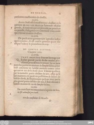 De Simple Saisine. Chapitre xxix.