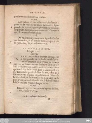 De Simple Saisine. Chapitre xxix.