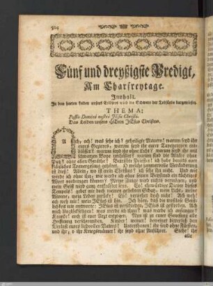 Fünf und dreyßigste Predigt. Am Charfreytage.
