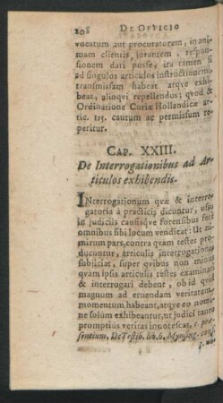 Cap. XXIII. De Interrogationibus ad Articulos exhibendis.