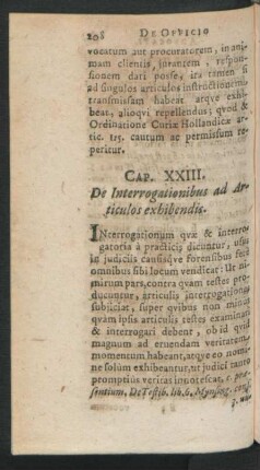 Cap. XXIII. De Interrogationibus ad Articulos exhibendis.