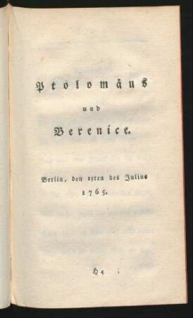 Ptolomäus und Berenice.