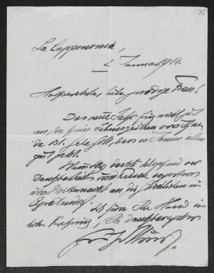 Brief von Fritz von Unruh an Margarete Hauptmann