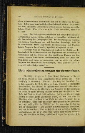 Noch einige Bemerkungen zur Frauenfrage