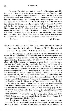 Heynssen, Franz :: Zur Geschichte der Stadtbaukunst Hamburgs im Mittelalter : Hamburg, Boysen & Maasch, 1917