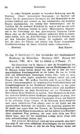 Heynssen, Franz :: Zur Geschichte der Stadtbaukunst Hamburgs im Mittelalter : Hamburg, Boysen & Maasch, 1917